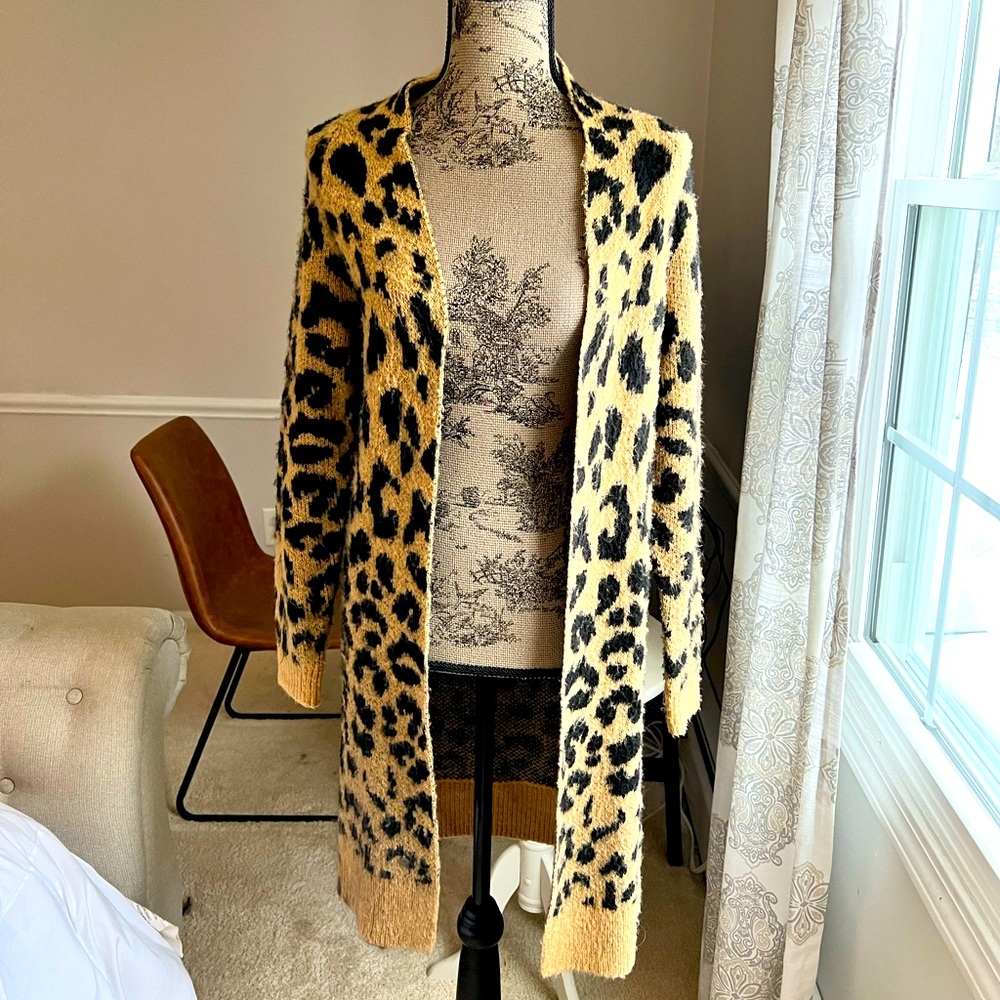 Leopard Print Open Front Duster